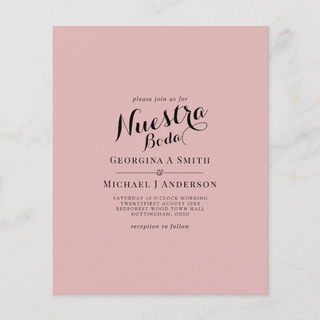 HAUSHALT Spanisch Hochzeit zweisprachige Boda Wedd Flyer (Vorne)
