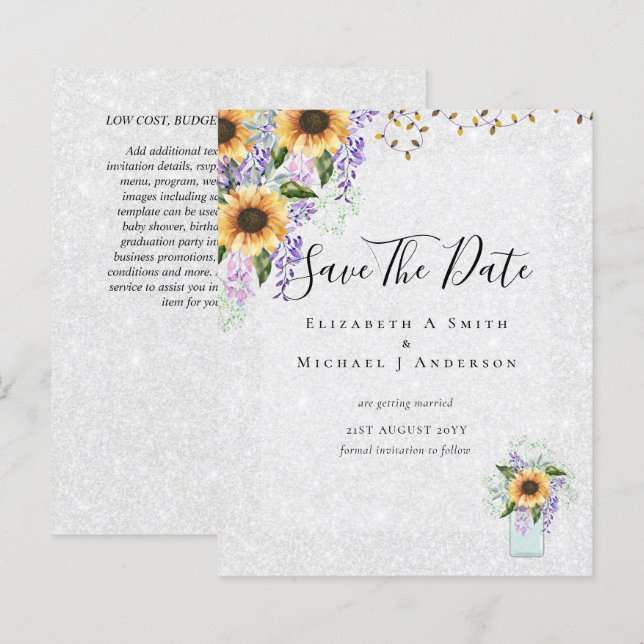 HAUSHALT SPAREN DIE DATEN Rustikale Sonnenblumen L (Vorne/Hinten)