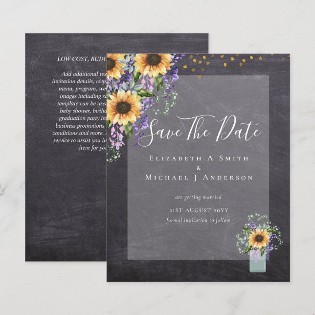 HAUSHALT SPAREN DIE DATEN Rustikale Sonnenblumen L (Vorne/Hinten)