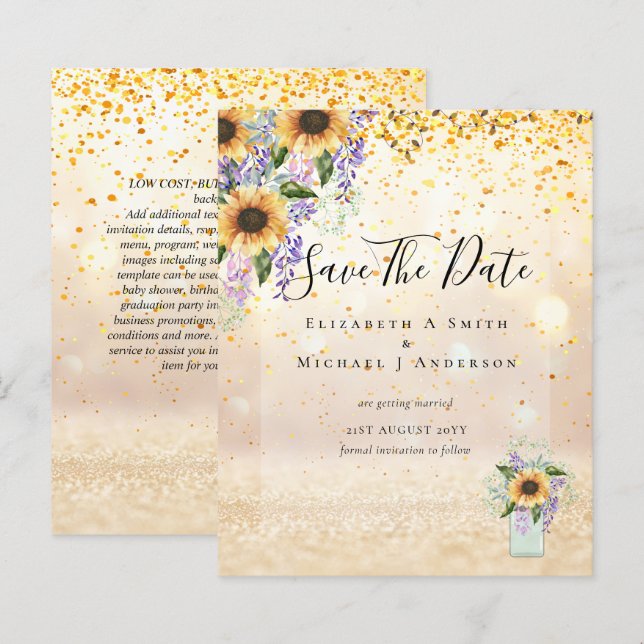 HAUSHALT SPAREN DIE DATEN Rustikale Sonnenblumen L (Vorne/Hinten)