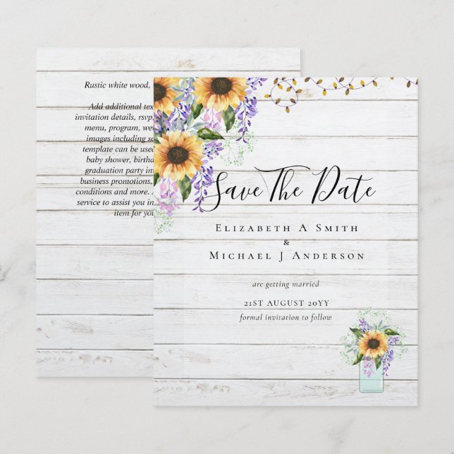 HAUSHALT SPAREN DIE DATEN Rustikale Sonnenblumen L (Vorne/Hinten)