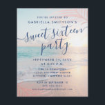 HAUSHALT Sweet 16 Beach Party Einladung<br><div class="desc">Eine preiswerte BUDGET-Version unseres schicken rosa und türkisfarbenen Aqua Blue Ocean Strandsonnenuntergangs mit Rose, goldgelben Palmenblättern und Haselgradienten Overlay Hintergrund auf einem Sommerthema süsse 16 Geburtstagseinladung. Alle Formulierungen können für jedes Alter Geburtstag oder Feiern geändert werden, und es gibt Platz auf der Rückseite für optionale Kleidung, Wegbeschreibung oder Parkinformationen. Die...</div>