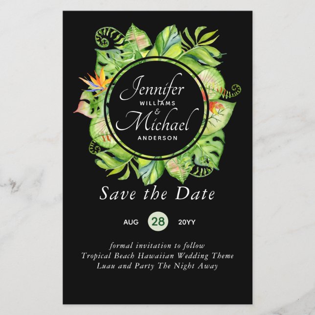 HAUSHALT Tropischer Leaf Hawaiian Luau Hochzeit (Vorderseite)