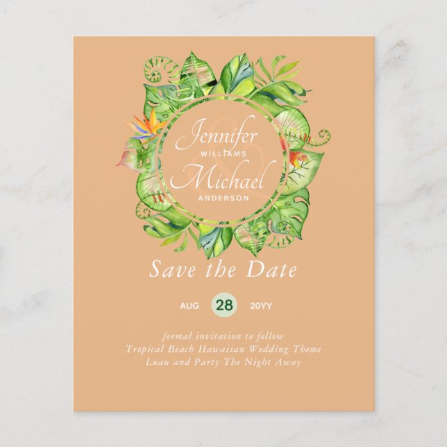 HAUSHALT Tropischer Leaf Hawaiian Luau Hochzeit (Vorderseite)