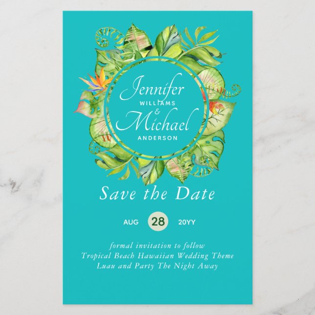 HAUSHALT Tropischer Leaf Hawaiian Luau Hochzeit (Vorderseite)