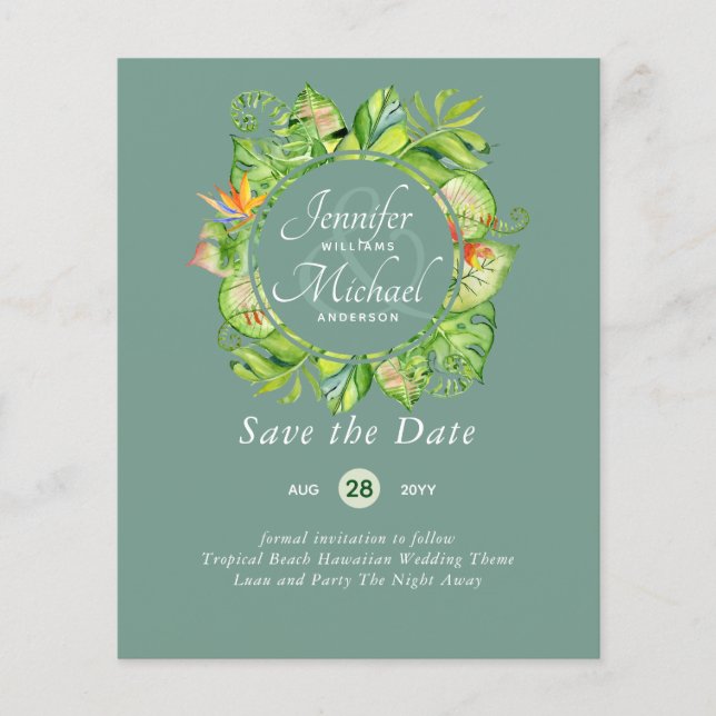 HAUSHALT Tropischer Leaf Hawaiian Luau Hochzeit (Vorderseite)