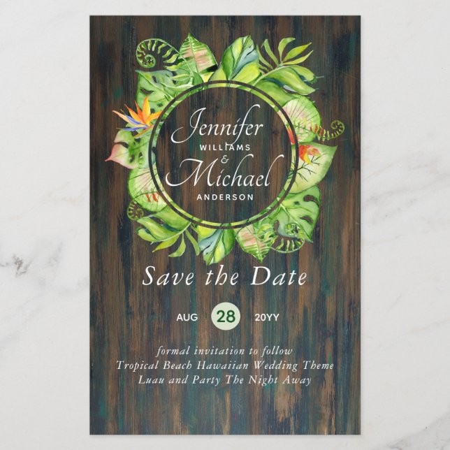 HAUSHALT Tropischer Leaf Hawaiian Luau Hochzeit (Vorderseite)