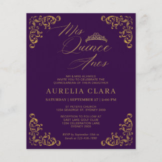 HAUSHALT Vintag Lila Gold Mis Quince Quinceañera