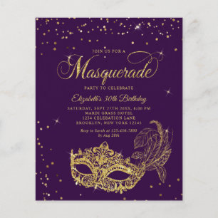 HAUSHALT Violet Gold Glitzer Masquerade Geburtstag