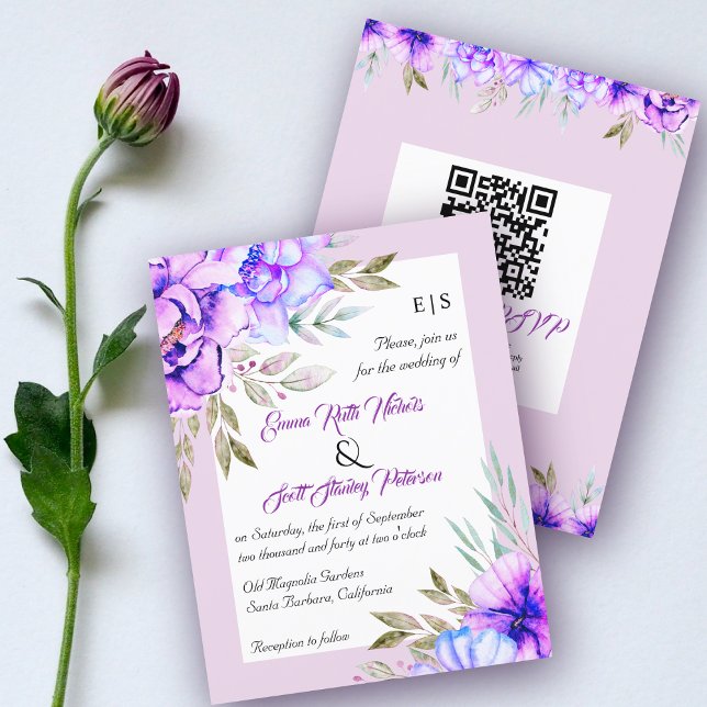 HAUSHALT violette Blumen QR-Code Einladung zur Hoc (Von Creator hochgeladen)