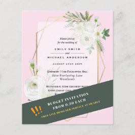 HAUSHALT Weiße Rosen Grüne Rosa Hochzeitseinladung Flyer