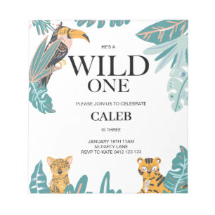 HAUSHALT Wild One Niedlich Dschungel Thema Erste E Notizblock