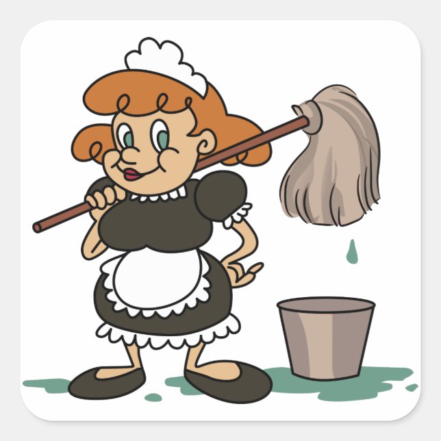 Haushalts-Maid Quadratischer Aufkleber (Vorderseite)