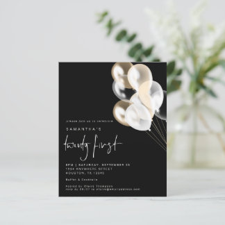 Haushaltsballoons Weißschwarz 21. Party Einladung