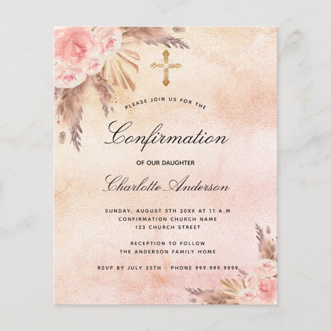 Haushaltsbestätigung Blütengras-Rose (Vorderseite)