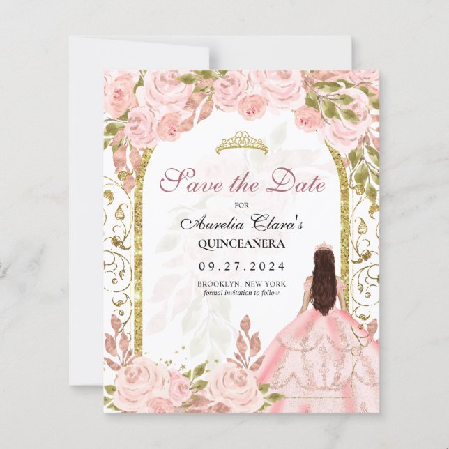 Haushaltsblass Rosa Blütenblätterung Save the Date (Vorderseite)