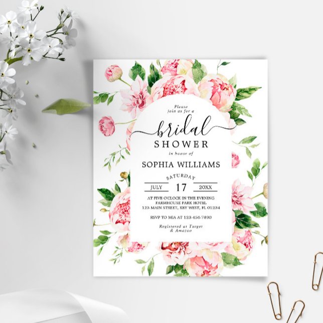 Haushaltsblush Pink Peonies Bridal Dusche Einladun (Von Creator hochgeladen)