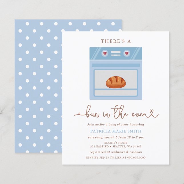 Haushaltsbun im Oven Blue Baby Boy Baby Shower (Vorne/Hinten)