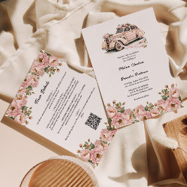 Haushaltscoquette Blumenrot Rosa QR Kodex Hochzeit Einladung