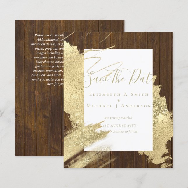 HAUSHALTSDATEN GERETTET Gold Foil Glitzer Abstrakt (Vorne/Hinten)