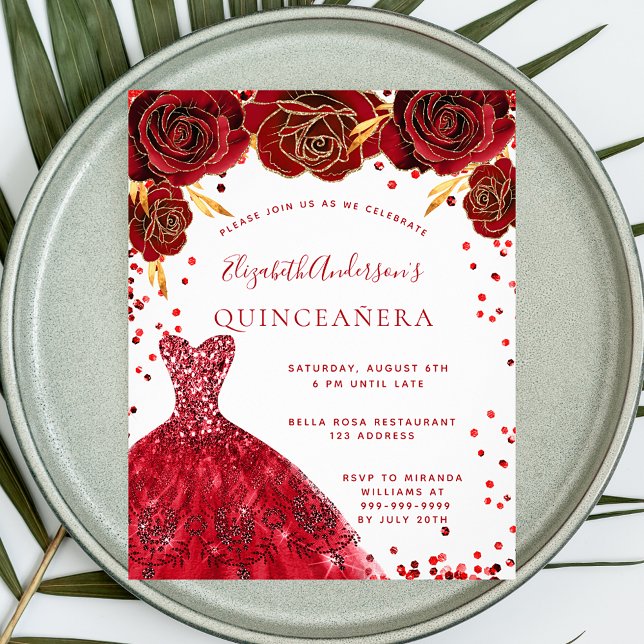 Haushaltseinladung für weißes Kleid aus Quinceaner Flyer (Von Creator hochgeladen)