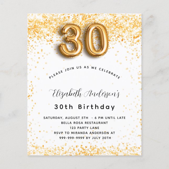 Haushaltseinladung zum 30. Geburtstag des Glitzer  Flyer (Vorne)