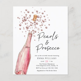 Haushaltselegante Perlen und Prosecco-Brautparty Flyer