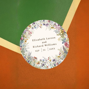 Haushaltsfarbige Wildblume Blumenfarbe Runder Aufkleber