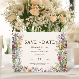 Haushaltsfarbige Wildblume Blumenfarbe Save The Date