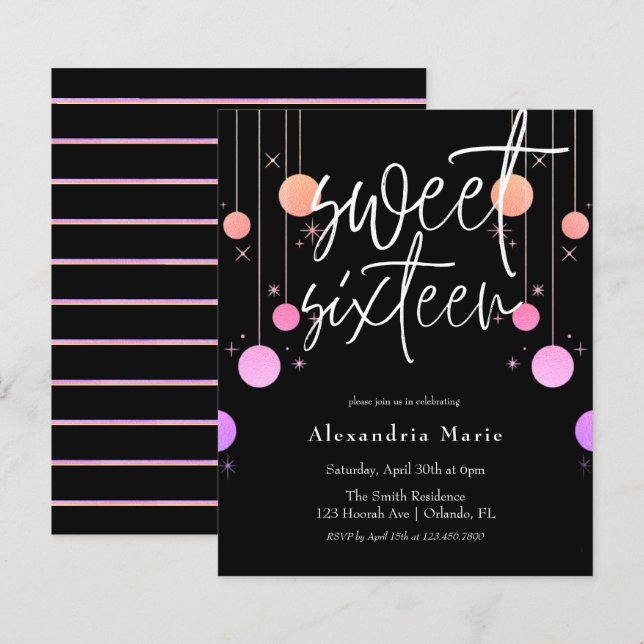 Haushaltsfarbiger Glitzer Glam Sweet 16 Geburtstag (Vorne/Hinten)