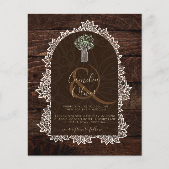 HAUSHALTSFoto Hochzeit Einladung rustikale Holzspi Flyer (Vorne)