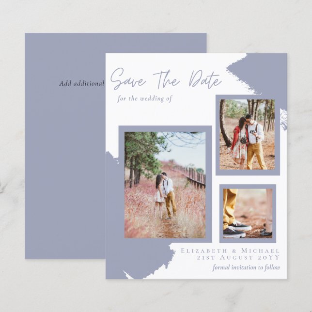 HAUSHALTSFoto Save the Date Verlobung Dusty Blue (Vorne/Hinten)