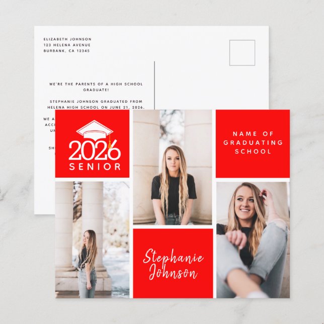 HAUSHALTSFoto Senior Abschluss Postkarte (Vorne/Hinten)