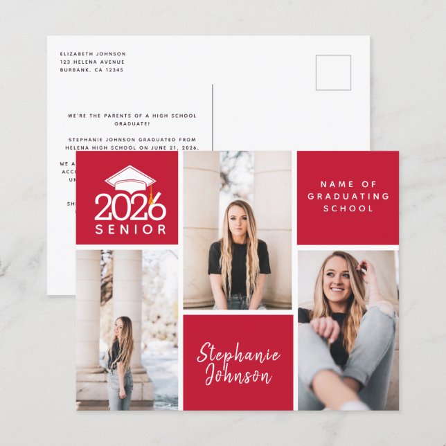 HAUSHALTSFoto Senior Abschluss Postkarte (Vorne/Hinten)