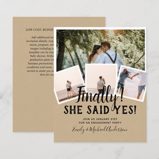 HAUSHALTSFOTO Verlobte Hochzeitsankündigung (Vorne/Hinten)