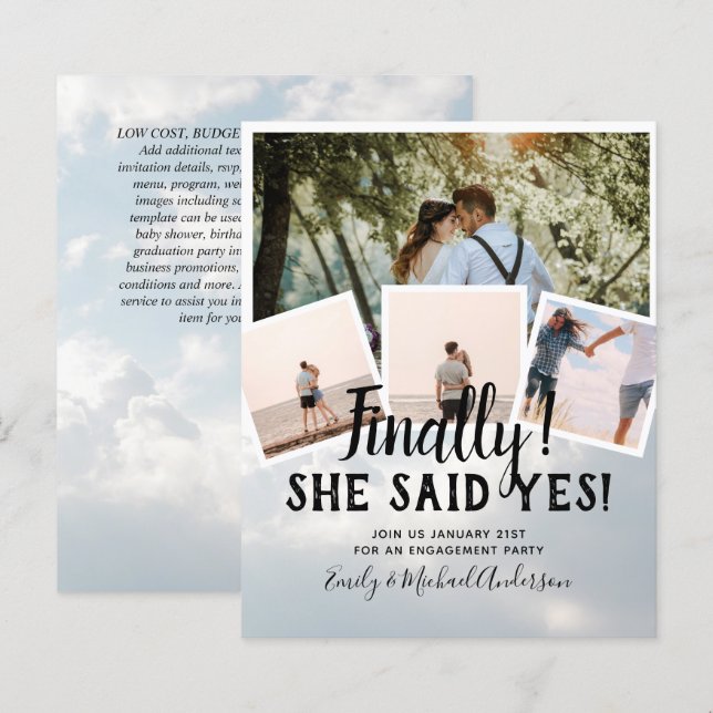 HAUSHALTSFOTO Verlobte Hochzeitsankündigung (Vorne/Hinten)