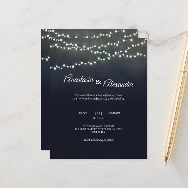Haushaltsgemäß. Hochzeitseinladung. Einladung (Vorderseite/Rückseite Beispiel)