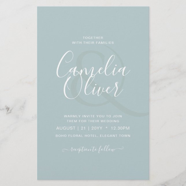 HAUSHALTSGlasseich Grüne einfarbige Hochzeit Flyer (Vorne)