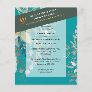 HAUSHALTSGlassgrün Eukalyptus-Blätter Hochzeit Flyer