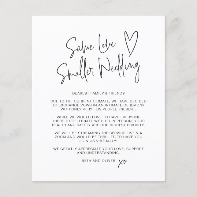 Haushaltsgleiche Liebe Kleinere Hochzeitsankündigu Flyer (Vorne)