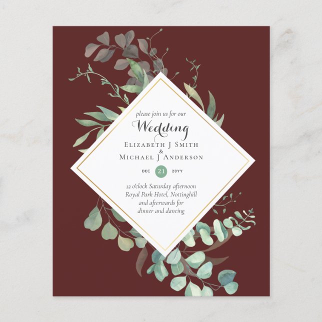 HAUSHALTSGRÜNE Modernes Thema Hochzeit einladen Flyer (Vorne)