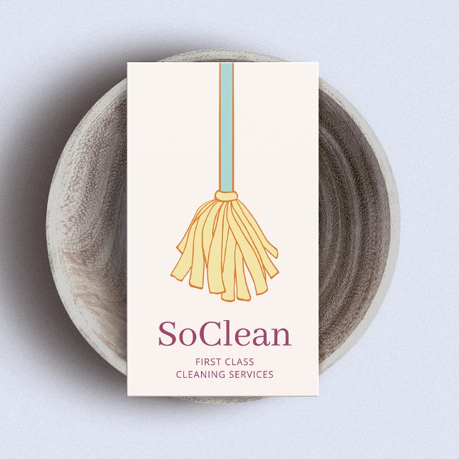 HaushaltshausHaushaltshilfe halten Gelber Mopp Visitenkarte (Von Creator hochgeladen)