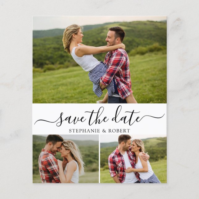 Haushaltskalligrafie 3 FotoCollage Save the Date Flyer (Vorne)