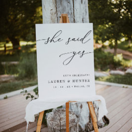 Haushaltskalligrafie Sie sagte ja Engagement Parte Poster