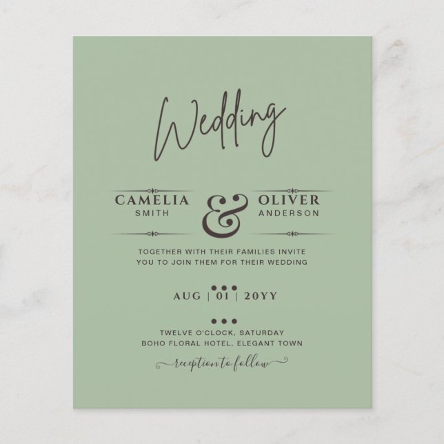 HAUSHALTSKARTE Apple Green Monochrome Text Flyer (Vorne)