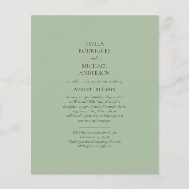 HAUSHALTSKARTE Apple Green Monochrome Text Flyer (Vorne)
