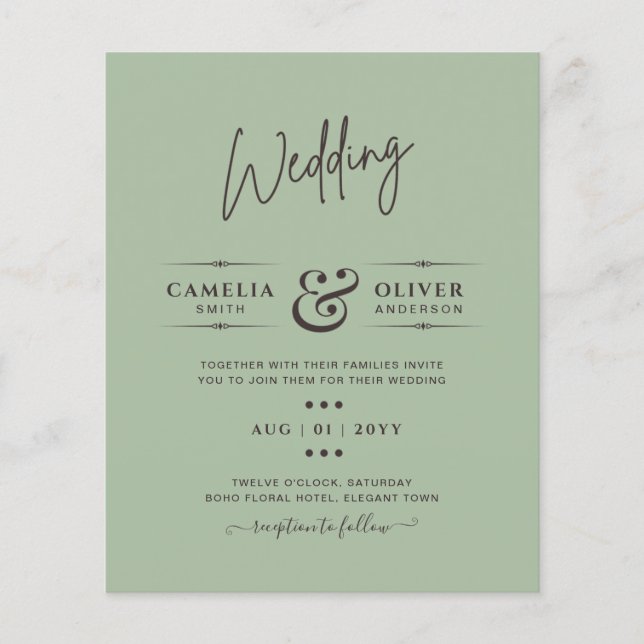 HAUSHALTSKARTE Apple Green Monochrome Text Flyer (Vorne)