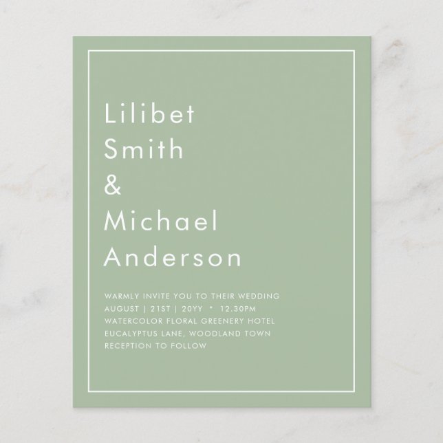 HAUSHALTSKARTE Apple Green Monochrome Text Flyer (Vorne)