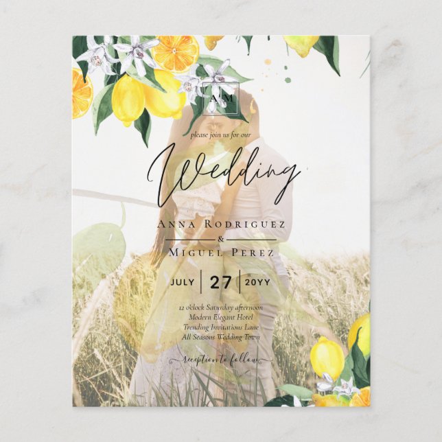 HAUSHALTSKONTROLLE - 1 FOTO OVERLAY Lemons Wedding Flyer (Vorne)
