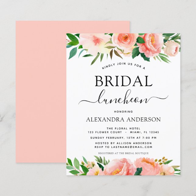 Haushaltskorallen Peach Floral Brautparty Mittages (Vorne/Hinten)